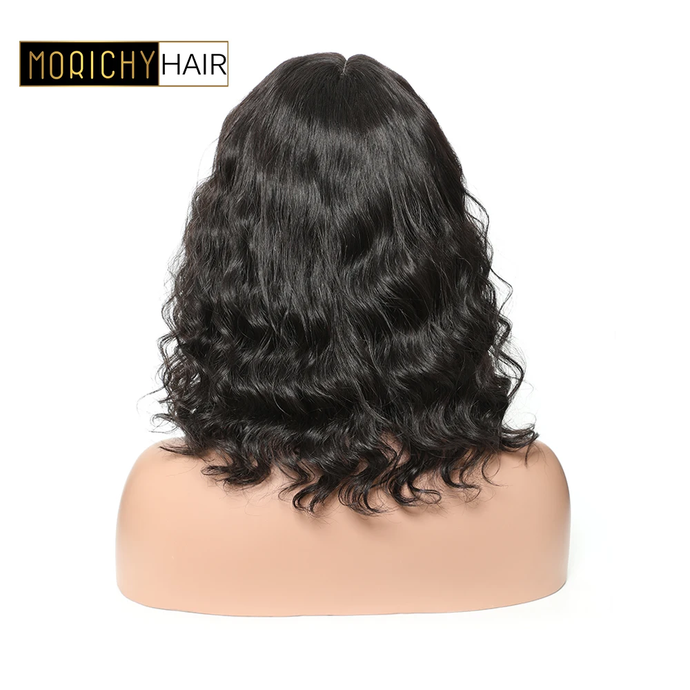 Morichy свободные волнистые волосы боб парики бразильские не Реми человеческие волосы кружево часть боб парик 130% плотность натуральный черный цвет для женщин