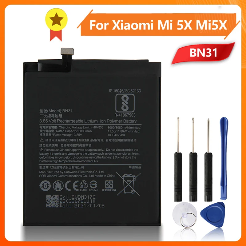 

BN31 Phone Battery For Xiao Mi5X Mi 5X Redmi Mi A1 Mi 5X Note 5A REDMI S2 Y1 Y1 Lite Y2