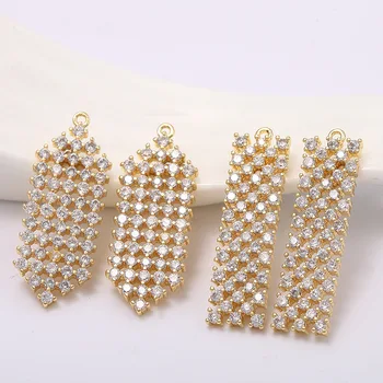 

2PCS 7x26MM 10x25MM Hole 1MM 24K Gold Color Plated Brass with Zircon Charms High Quality DIY Jewelry Making Findings Accessories