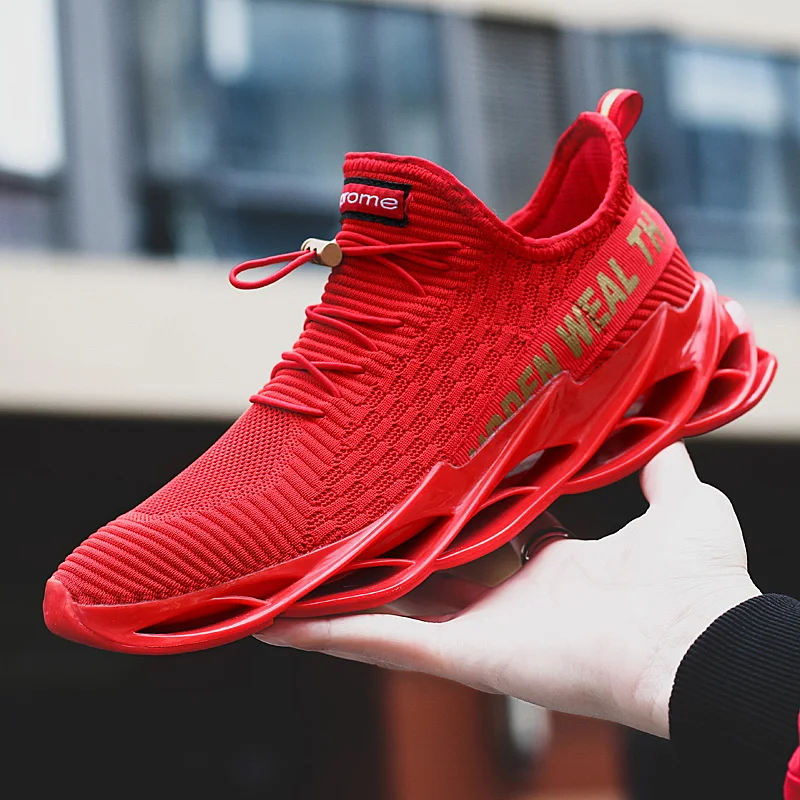 

2020 Top Quality Men Blade Running Shoes Red Sneakers for Men White Summer Sport Shoes Lace Up Jogging Walking Shoes Footwear