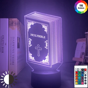 

3d Optical Acrylic Night Light Lamp Book Holy Bible for Bedroom Decor Unique Christian Gift Dropshipping Usb Battery Table Lamp