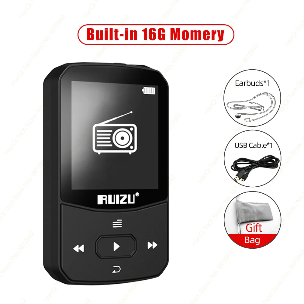 Ruizu x52クリップmp3プレーヤー (bluetooth付き) ロスレススポーツ