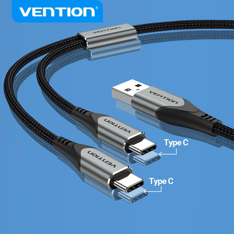 type of android charger Vention USB Type C Cable for Huawei P40 Pro Mate 30 Pro Dual USB C Fast USB Charging Cord for Xiaomi Samsung S20 Type-C Cable hdmi iphone adapter