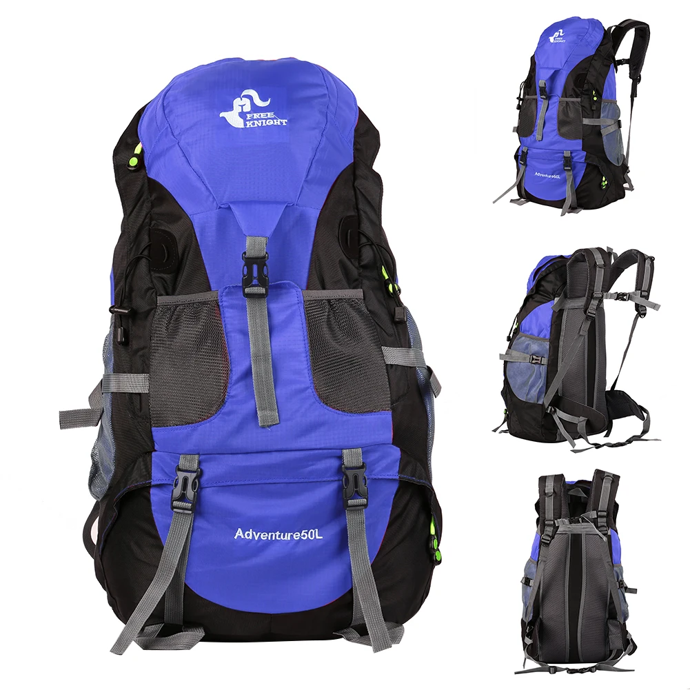 Blue 50L открытый рюкзак для альпинизма, кемпинга, езды, путешествия, водонепроницаемая сумка для мужчин - Цвет: Blue