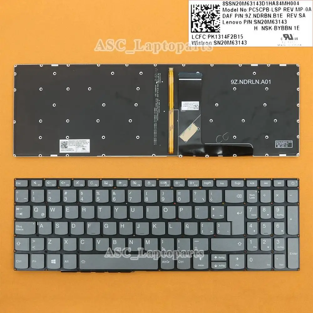 Новая ЛАТИНСКАЯ Испанская клавиатура для ноутбука lenovo ideapad 330-17IKB 320-17abr 330E-17IKB с подсветкой без рамки