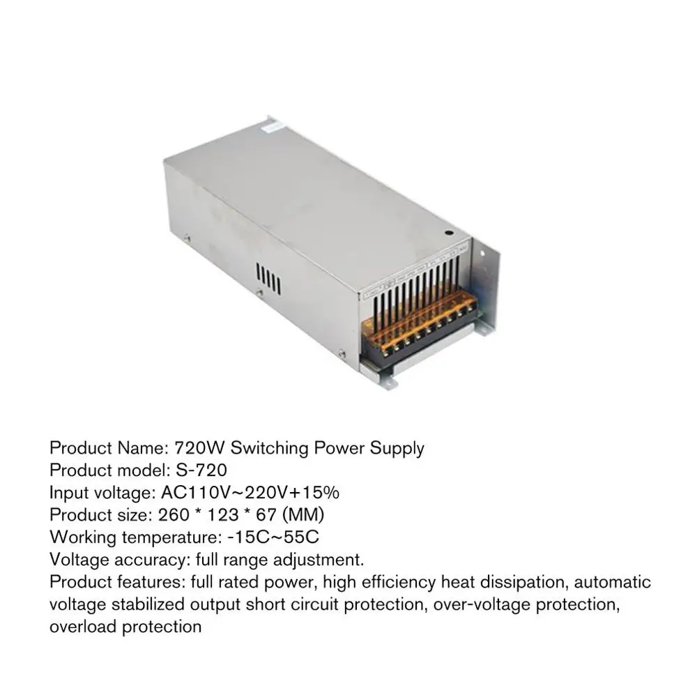 DC 12V 60A 720W Переключение Питание DC12V 6A 8.5A 10A 12.5A 15A 16.5A 20A 25A 30A 33A 40A 60A AC 220V постоянного тока 12 вольт для детей возрастом от 12 V Светодиодные ленты - Цвет: DC 12V 60A 720W
