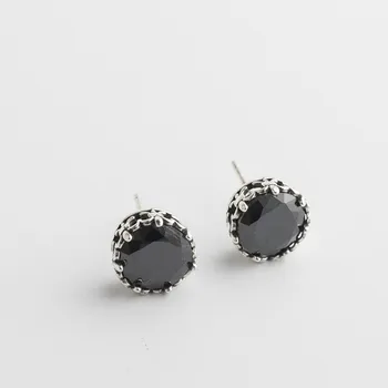 

925 sterling silver earrings ladies retro inlaid zircon flower shape earrings fashion girls light luxury jewelry