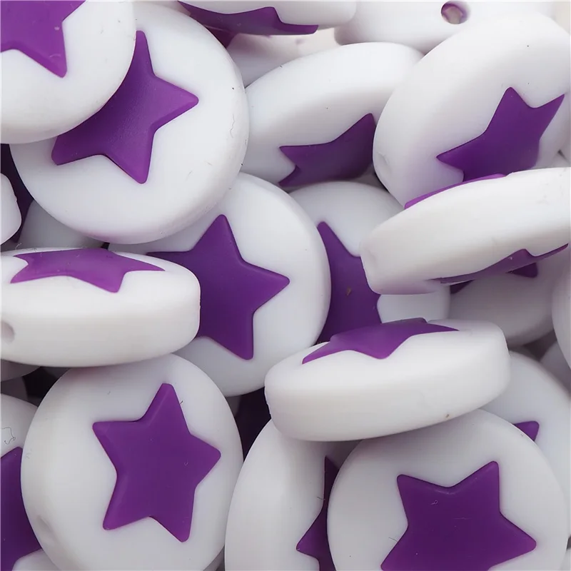 Dark Purple Chenkai 10 шт., силиконовые бусины для прорезывания зубов, круглые бусины в форме звездочки, прорезыватели для зубов, пищевая форма для самостоятельного изготовления, ожерелье для кормления младенцев, подарок, аксессуары - Цвет: Dark Purple