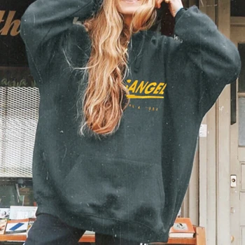 

Vintage Letters Print Women Sweatshirt Autumn 2020 Hooded Pocket Loose Cashmere Loose Hoodie Casual Streetwear Hip Hop Hoodie