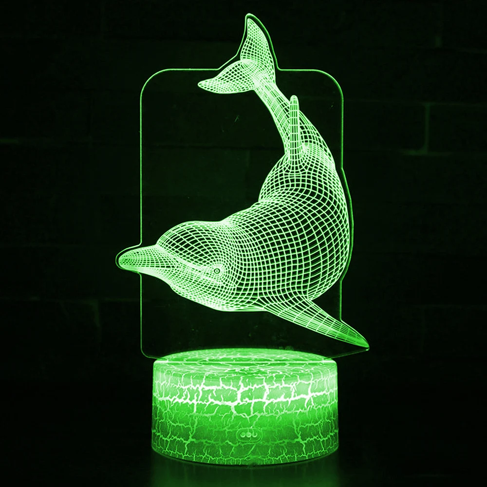 Remote/Touch Control 3D LED Night Light Fashion Dolphin Pattern Color Change LED Table Lamp Kids Xm - 4000144938286