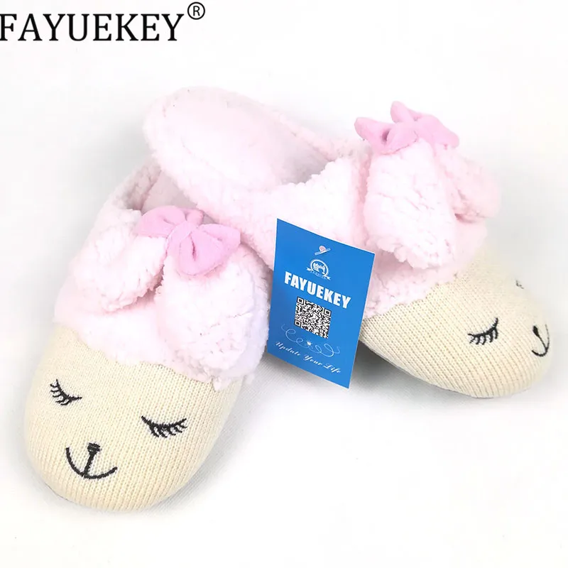 FAYUEKEY/зимние домашние тапочки из хлопка на мягкой подошве с рисунком овечки и