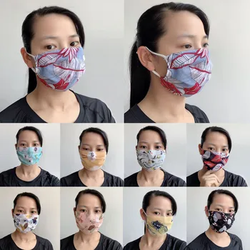 

Women Mouth Cover maschere Dustproof Protective Face Cover masques Chiffon Floral Prints Washable Face mascaras Toiletry Kits