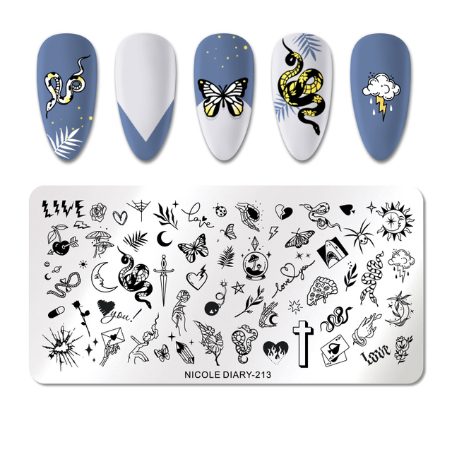 DIARY Line Flower Nail Stamping Plates Chinese Style Letter Pattern Nail Art Stamp Templates Face Leaf Printing Stencil