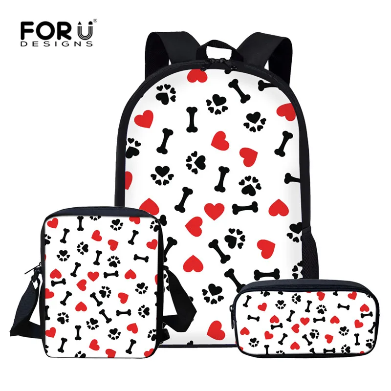 FORUDESIGNS Dog Paw школьные рюкзаки для девочек и мальчиков подростков женский рюкзак Sac Dos Femme Милая кошка текстильная сумка для детей