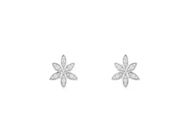 

925 Sterling Silver Small Branch Leaves Earring elegant crystal flower Christmas jewelry Micro Paved Cubic Zircon Floral Earring