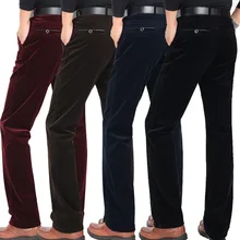 Вельвет мужской костюм брюки чистый цвет прямые деловые повседневные брюки размер 30-40 мужские брюки