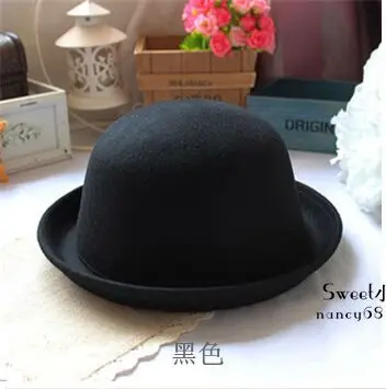 Black Шляпа из чистой шерсти, шерстяная Ретро маленькая круглая Кепка, Мужская однотонная Корейская Стильная универсальная купольная Женская весенне-летняя ретро - Цвет: Black