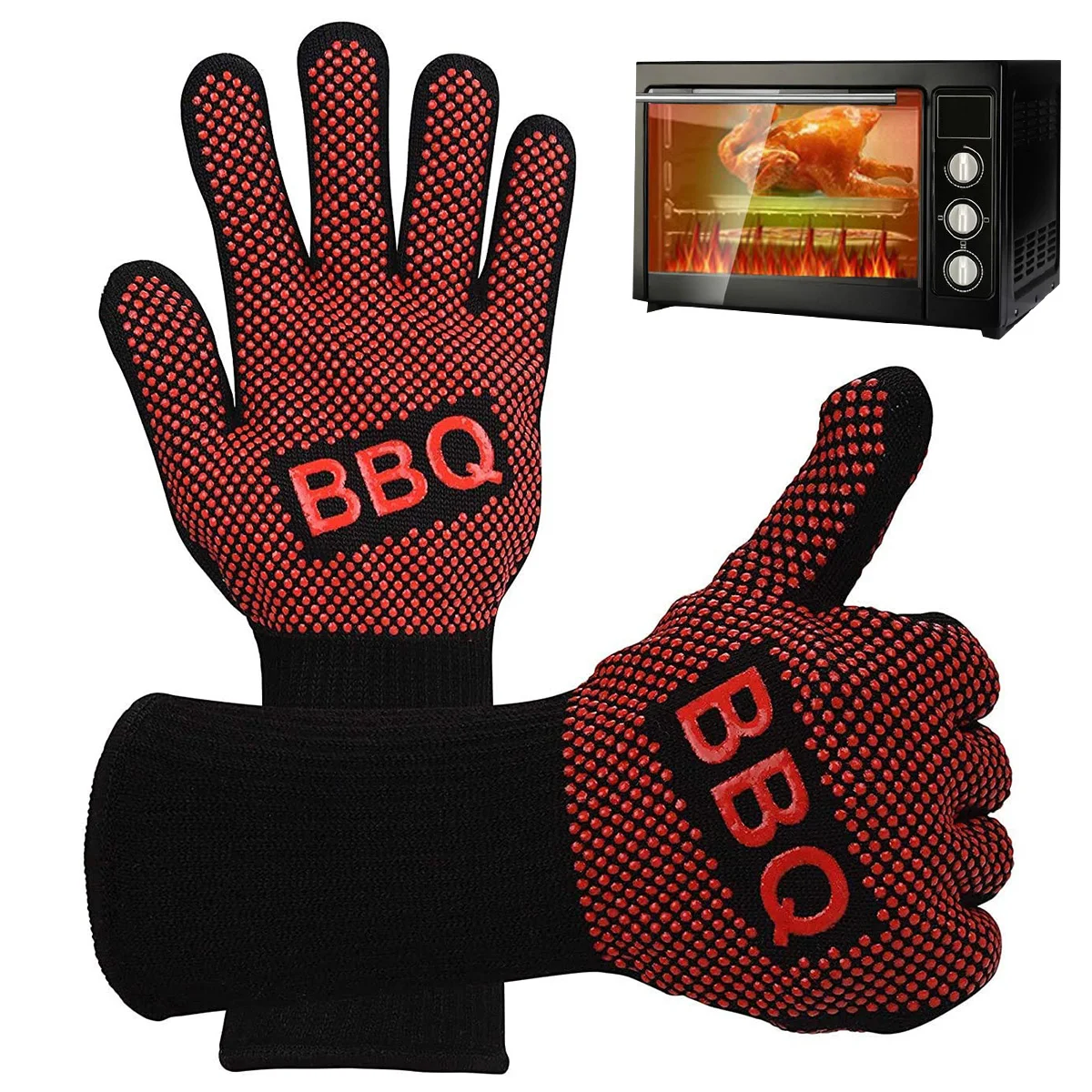 1 Pair Of BBQ Gloves 1472°F Extreme Heat Resistant Oven Gloves Hot