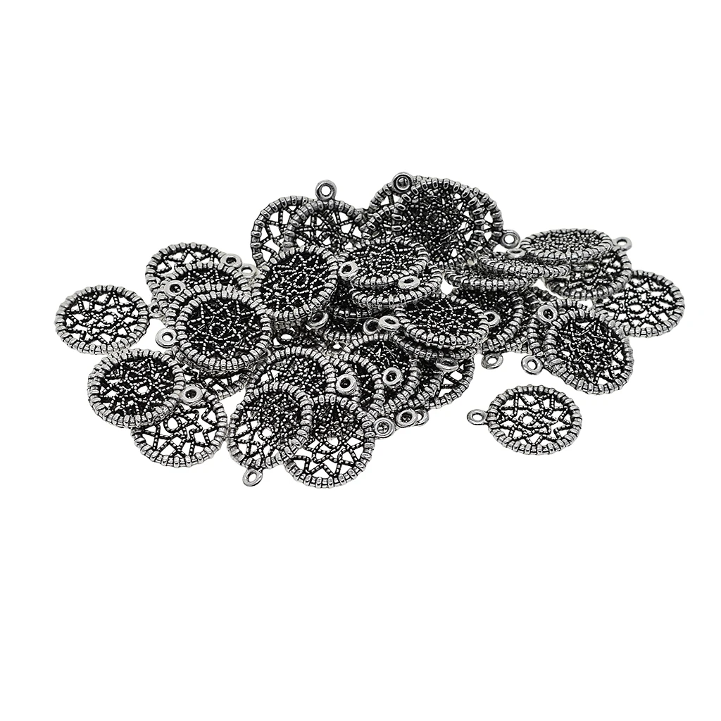50pcs Tibetan silver color Dreamcatcher Charms Pendants Dangle Bead for Jewelry Making Craft fit Necklace Bracelet Choker Keyrings DIY