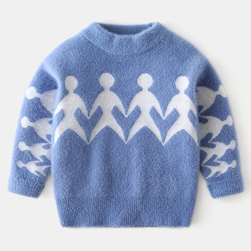 Детский свитер для мальчиков; утепленный детский пуловер; свитер; Осень-зима г.; Новая детская одежда для маленьких мальчиков; повседневная детская одежда с круглым вырезом - Цвет: F