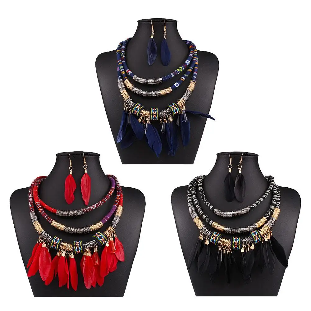 2 шт. многослойный чокер с перьями и кисточками | Украшения аксессуары