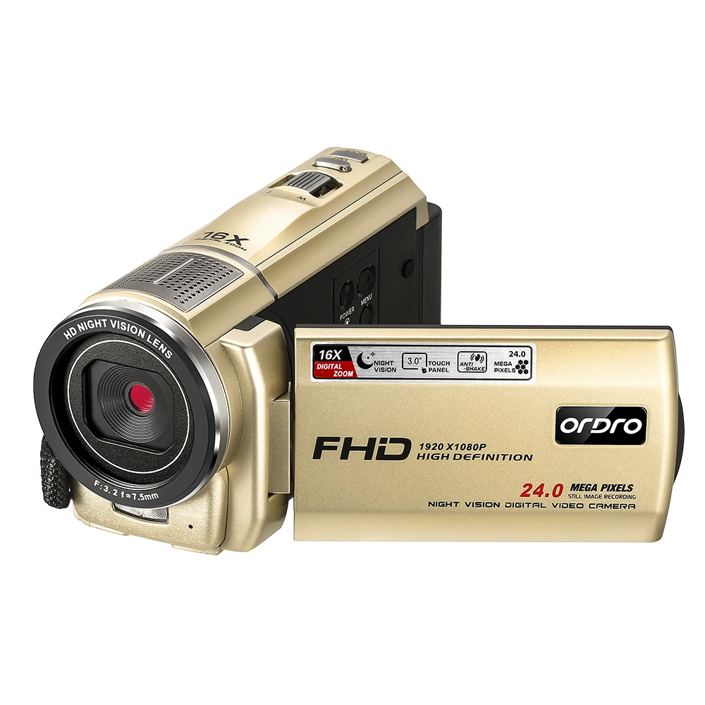 Видеокамера Full HD дешевая домашняя видеокамера для YouTube Vlog Ordro F7 1080P 16X цифровой зум