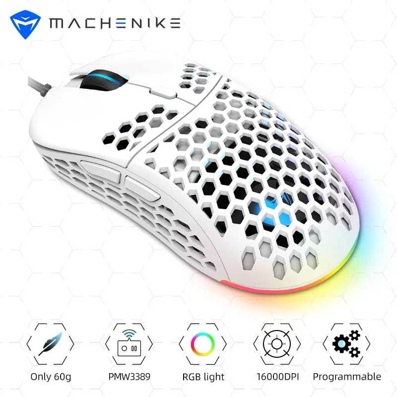 Machenike игровая мышь RGB PMW3389 компьютерная мышь геймер игровой 16000DPI Программируемый Регулируемый ПК полый дизайн 60g светодиодный светильник|Мыши| | АлиЭкспресс