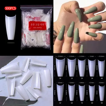 

500Pcs/pack T-shaped Translucent French Nails Tips Half Cover Acrylic Fake False Nail Art Tips Display Manicure Accessories Tool