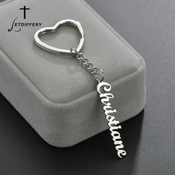 

Letdiffery Custom Name Keychains Stainless Steel Heart Star Chain Keyring for Women Men Christmas Gifts