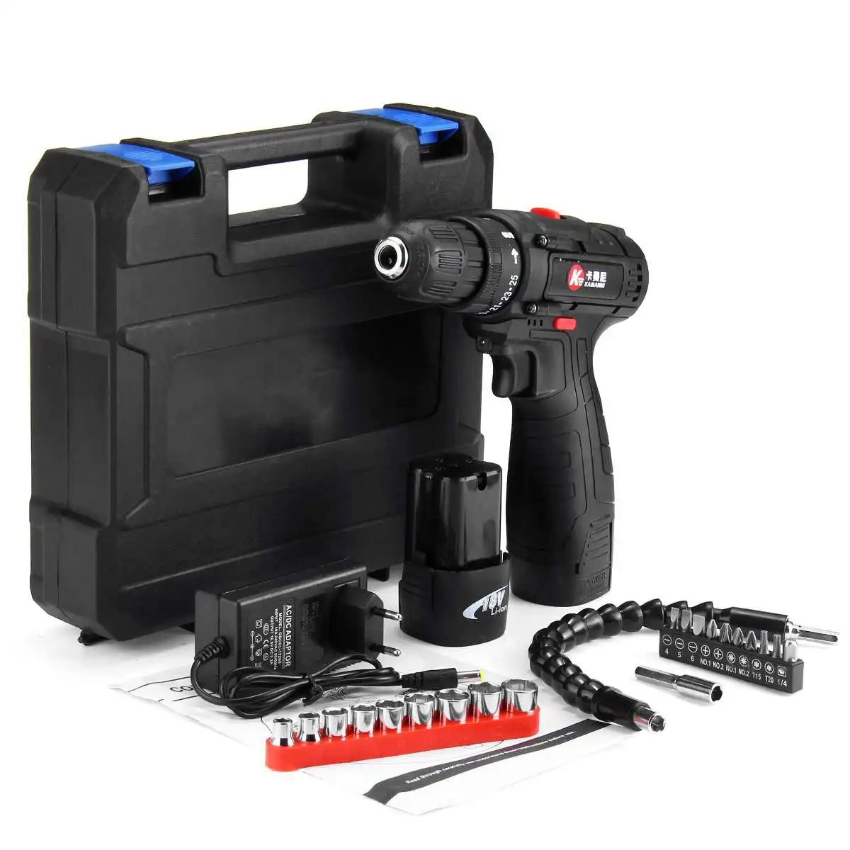 18V double Battery 12/18V двойной литий-ионный Батарея беспроводной ручной Мощность-сверлильная электрическая отвертка сверла древесины инструмент для бурения по 1300 мАч перезаряжаемая - Цвет: 18V double Battery