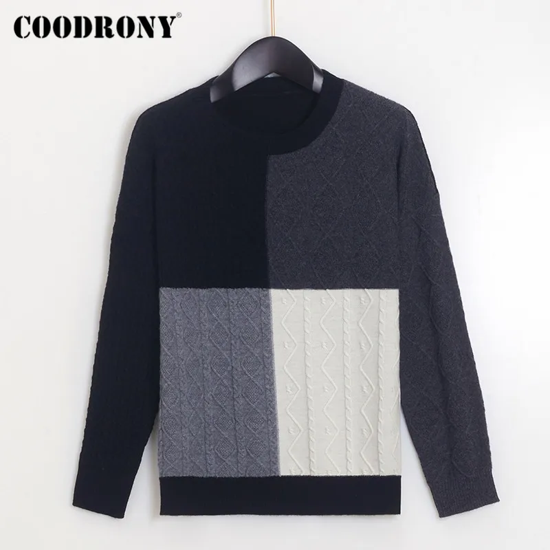 COODRONY Brand New Autumn Winter Casual Pullover Slim Sweaters Women Knitted Geometric 100% Wool Female Jumper W1122