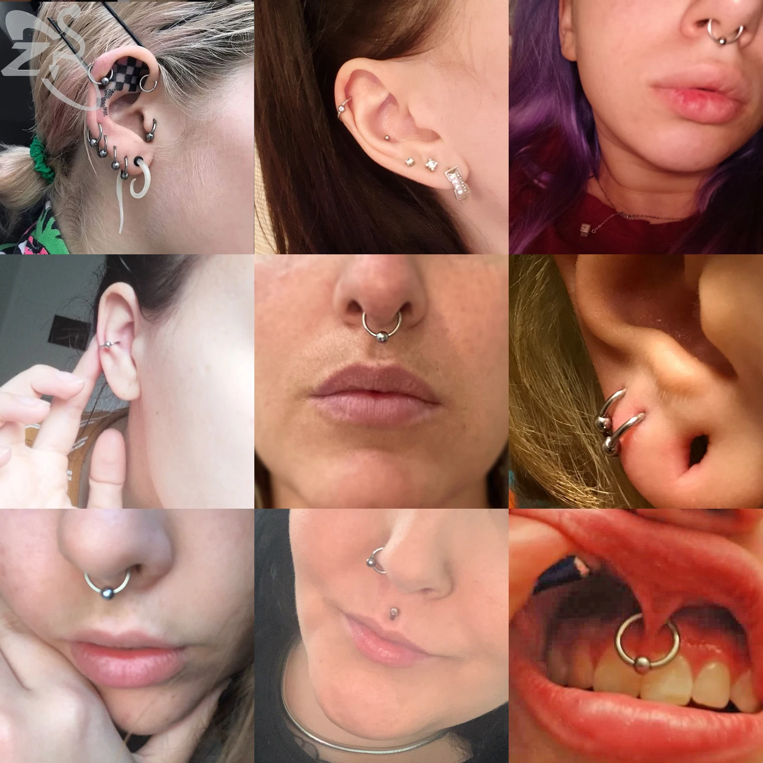 ZS 1 PC Round 316L Stainless Steel Nose Ring 16G Ball Septum Clicker 8/10MM Punk Rock Ear Helix Septum Rings Piercing  Jewelry