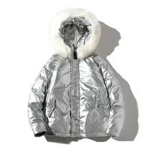 Светильник-лапша с хлопковой подкладкой, Мужская зимняя одежда, Брендовое Свободное пальто, хлопковое Трендовое серебряное утепленное пальто