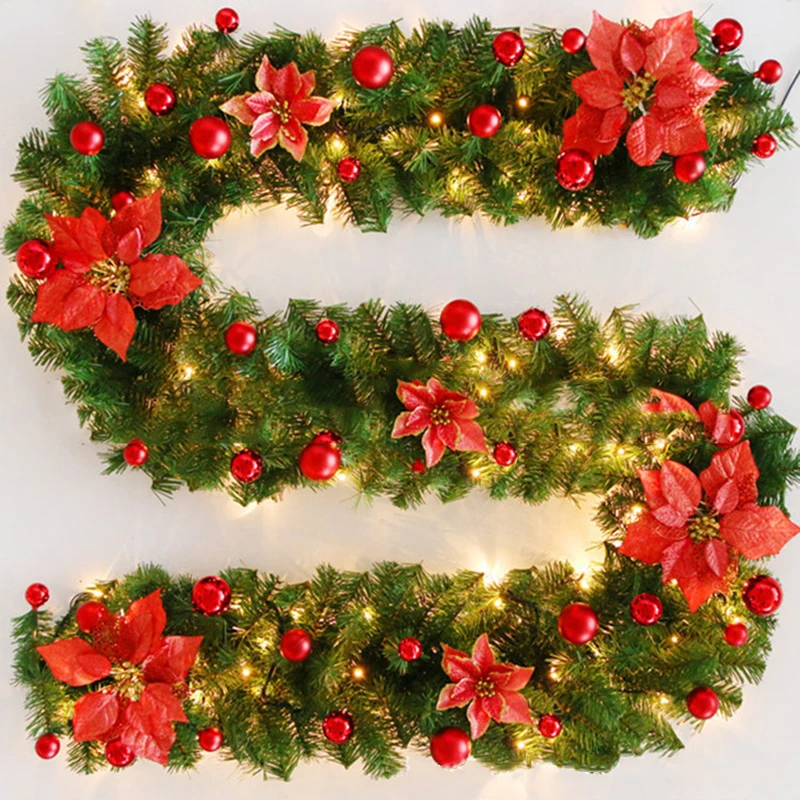

high quality Gold / Pink / Blue / Red PVC Artificial Christmas Tree Fireplace Garland Ornament Without Lights Length 2.7M / 9ft
