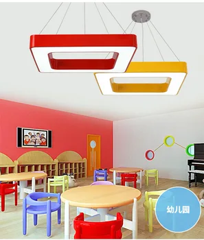

Children's classroom lights led simple office chandeliers creative color four-sided ring kindergarten lights
