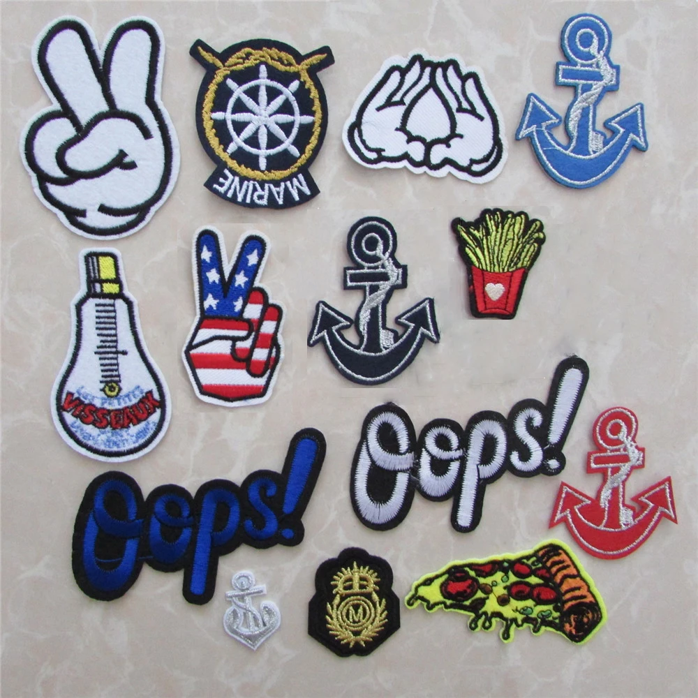 

Cheap Wholesale 15 kind pattern select hot melt adhesive applique embroidery patches stripes DIY clothing accessory patch