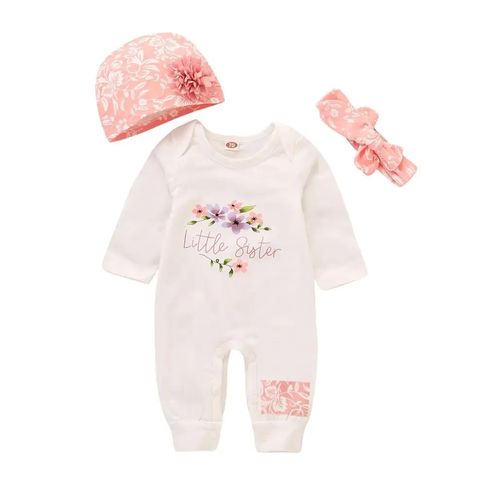 

0-24MGood value Newborn Clothes Spring Autumn Infant Baby Girls Boys Letter Print Romper Jumpsuit Animal Headband Outfits Set