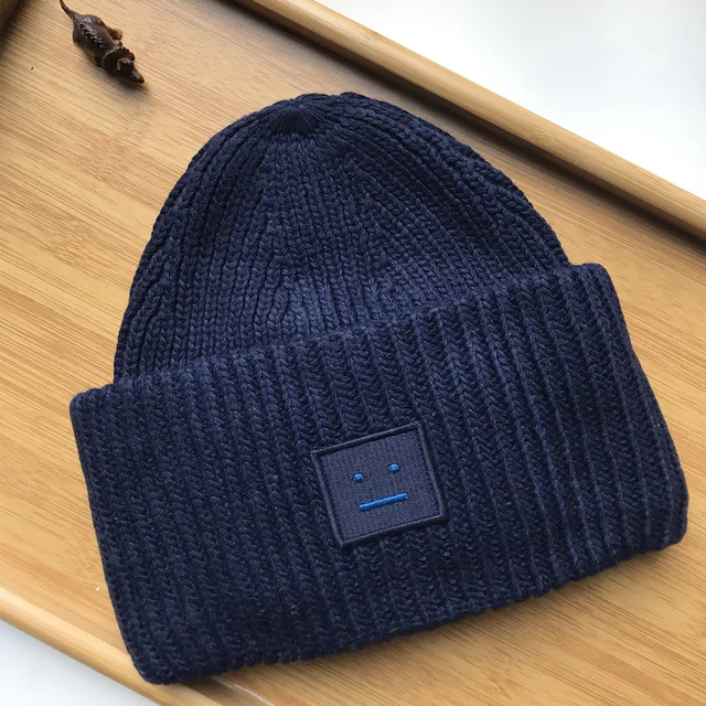 AC Studios Smiling face Beanie Skull Caps knitted Cashmere Eye Warm Couple Lovers Acne Hats Tide Street Hip-hop Wool Cap Adult 23