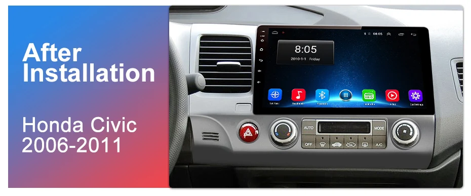 Best Junsun Android 8.1 Car DVD GPS raido Audio Multimedia Player For Honda Civic 2006-2011 2din Headunit Navigation 2G RAM wifi IPS 1