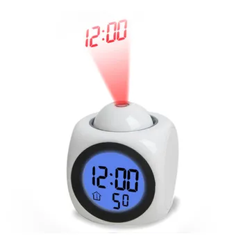 

Digital Clock Projector Desk Table Alarm Clock Snooze Function Voice Horloge LED Projection Clock Temperature Time Display Reloj