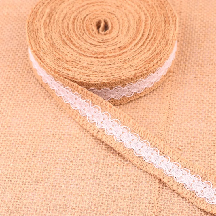 1 м белая кружевная отделка льняная джутовая Мешковина ленты для дома DIY ручной работы кружева ремесла Свадебная вечеринка для украшения подарочных упаковок