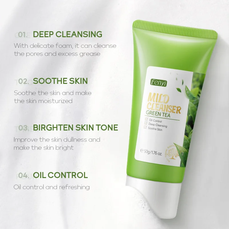 Green Tea Facial Cleanser - Natural Plant-Based Deep Cleansing & Moisturizing Formula