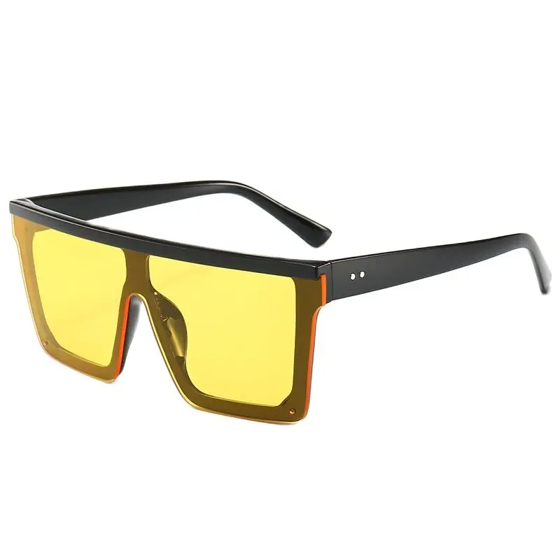 Classic Square Sunglasses Men Women Fashion Brand Design Flat Top Oversized Frame Siamese Lens Semi-Rimless Sunglasses_voghion.com