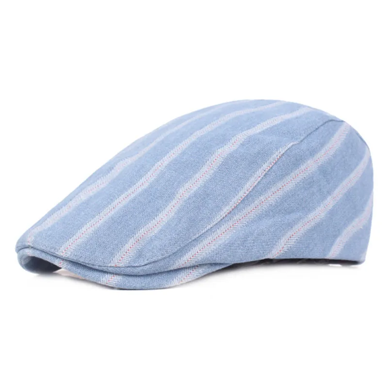 Fashion Striped Hats for Men Women Casual Cotton Beret Caps Gorras Planas England British Retro Boinas Flat Caps Berets