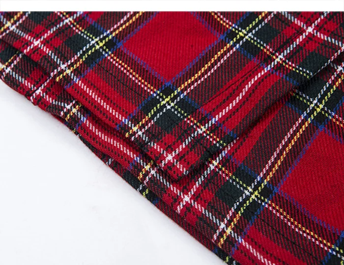 Aelfric Vintage Red Plaid Mini Skirts Chain Womens Fashion Harajuku Casual Streetwear Hip Hop Femme Short Straight Skirts