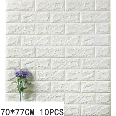 pearl white 70*77 3D наклейки в виде кирпичной стены DIY пены Водонепроницаемый Детские Настенные обои-покрытие фартук для телевизора дети гостиной украшения - Цвет: pearl white