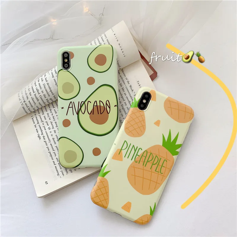 IUENUA Pineapple Avocado Case For iPhone XS MAX X XR Cover 7 8 Plus 6 S Cute Fruit Soft Silicone Phone |