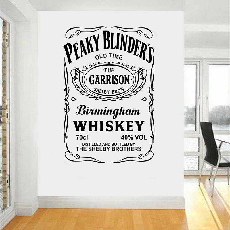 Large Peaky Blinders Pub Whisky Wall Sticker Bedroom Living Room Garage Bar Man CAVE Whisky Peaky Blinders Wall Decal M331