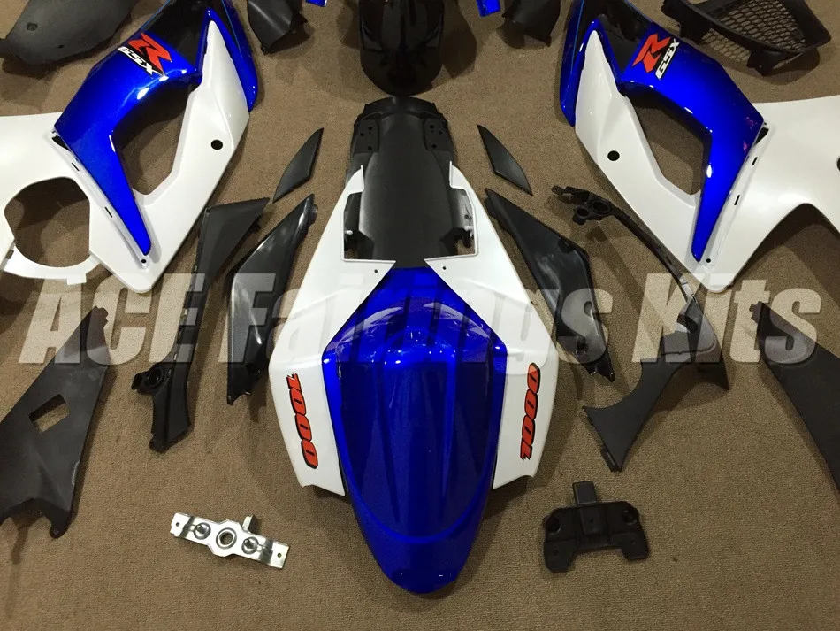 Мотоциклы полные Обтекатели подходят для Suzuki GSXR1000 K5 2005 2006 GSXR-1000 05 06 ABS пластик инъекции хороший белый синий