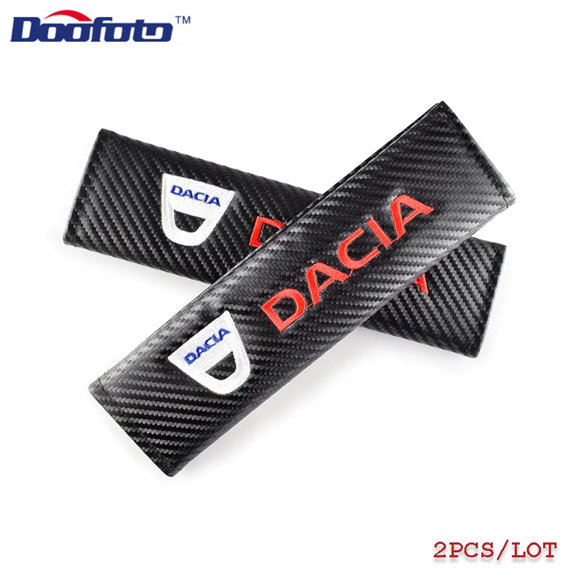 Doofoto 2x чехол для ремня безопасности автомобиля для Dacia Duster Логан МСВ Sandero Stepway Dokker Lodgy аксессуары для стайлинга автомобилей Логотип углеродного волокна